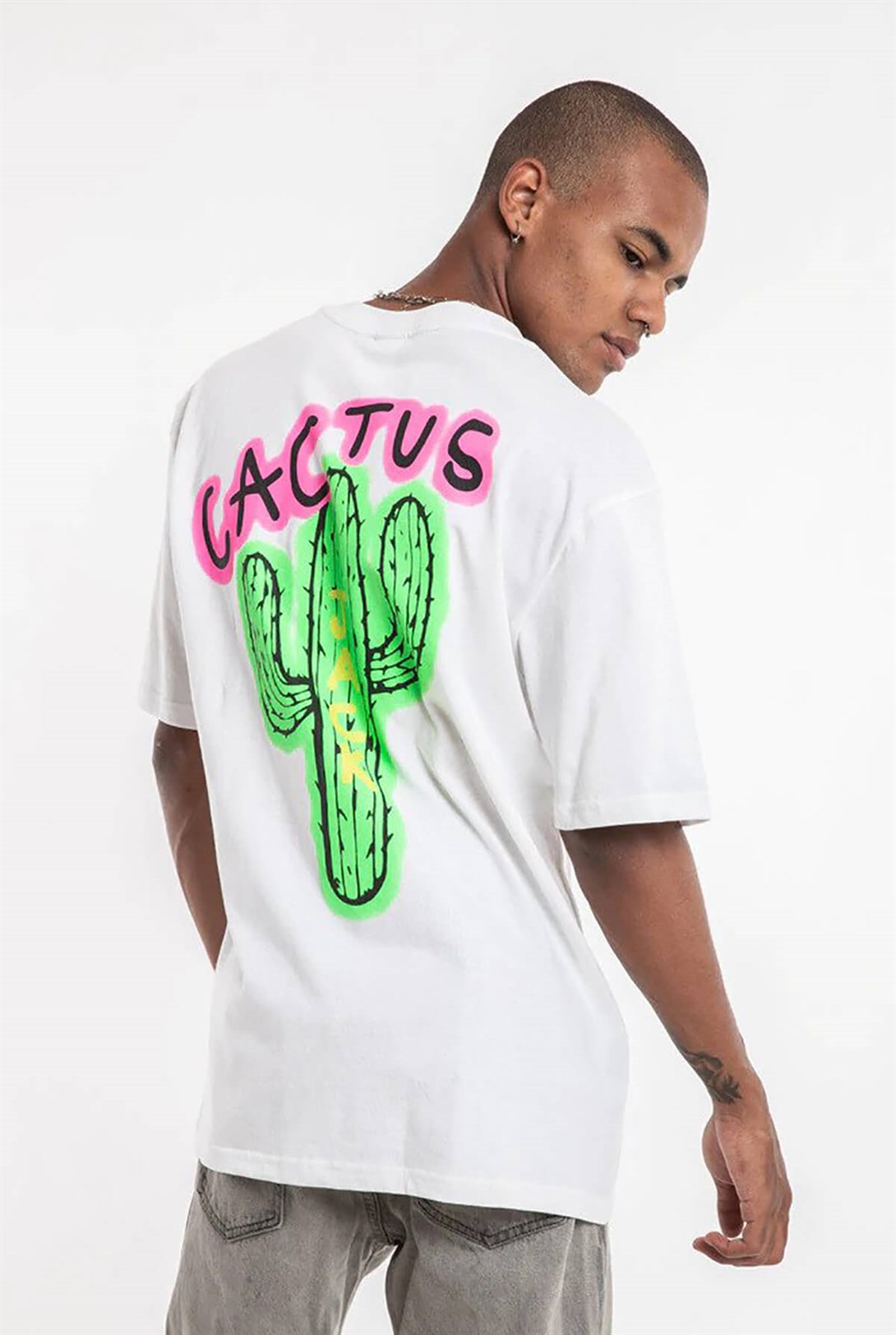 Trendiz Cactus Oversize T-shirt Beyaz