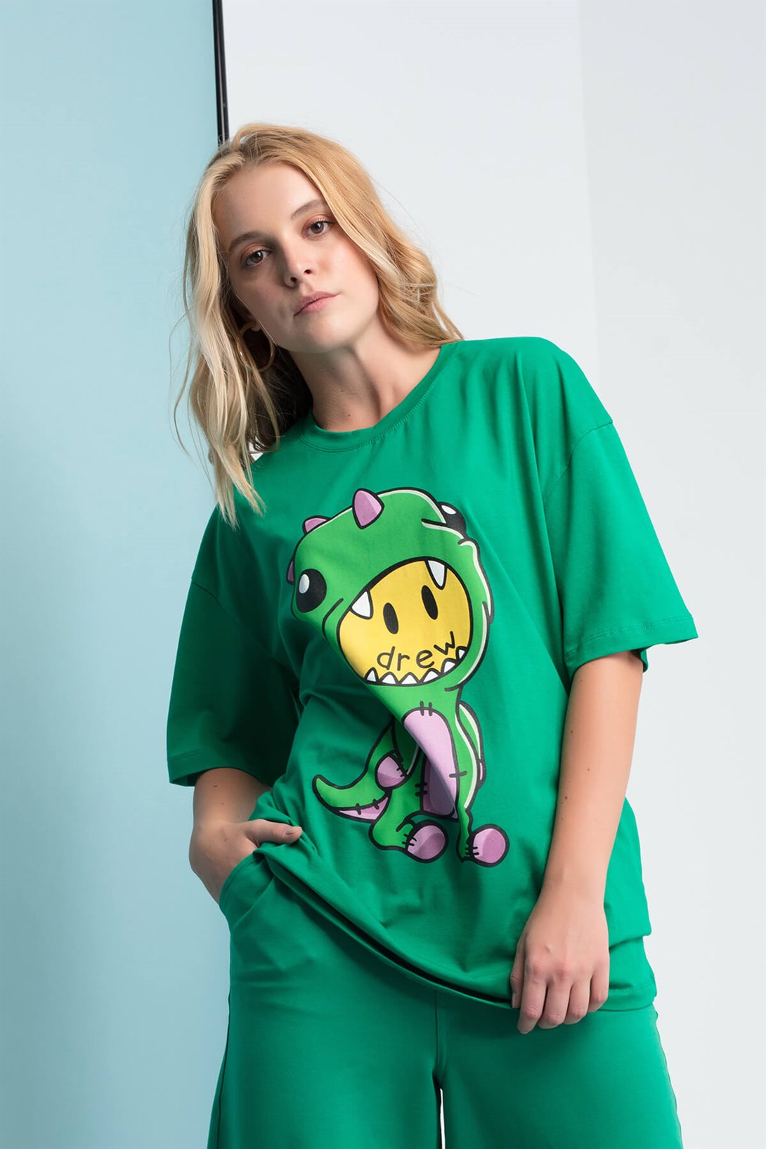 Trendiz Drew Oversize T-shirt Yeşil
