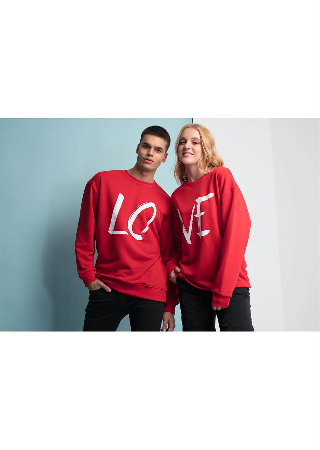 Trendiz Love Couple Erkek Yuvarlak Yaka Sweatshirt Kırmızı 121114
