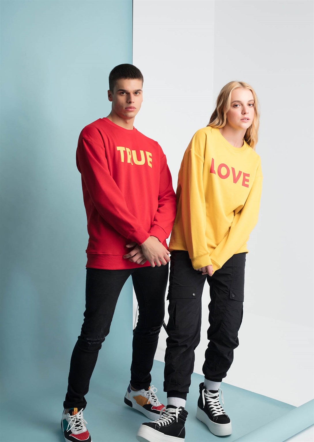 Trendiz Love Couple Kadın Yuvarlak Yaka Sweatshirt Sarı 121108