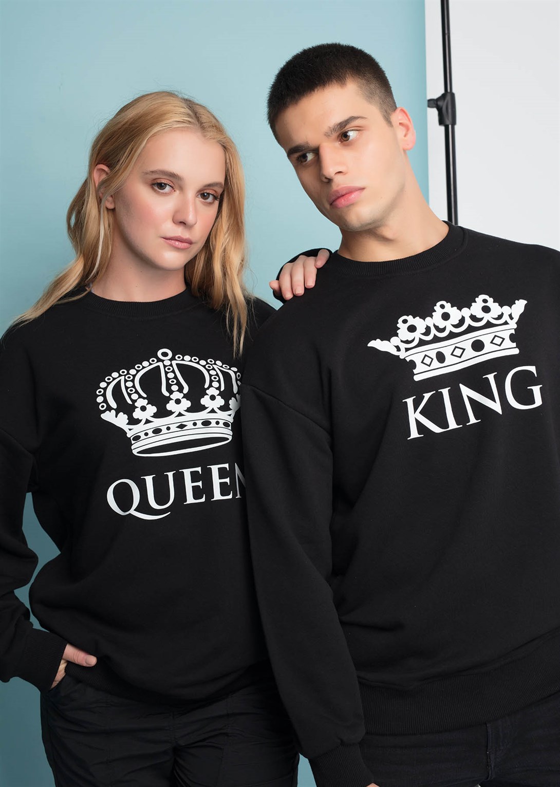 Trendiz Queen Couple Kadın Yuvarlak Yaka Sweatshirt Siyah 121102