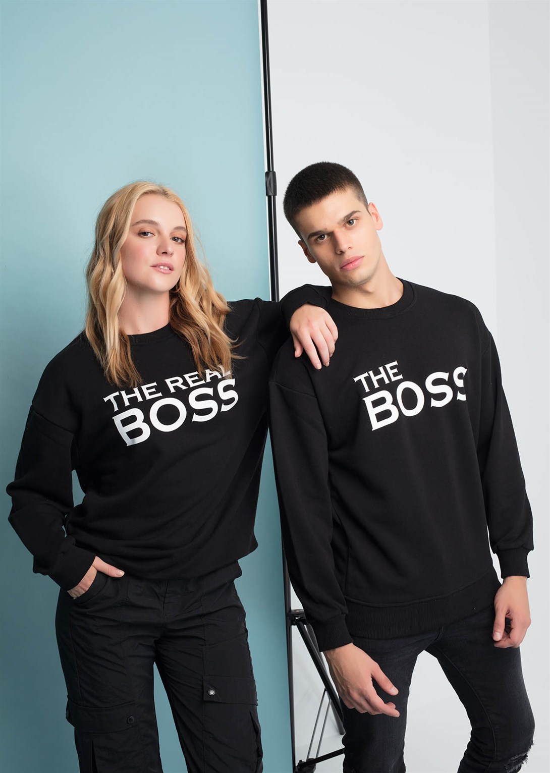 Trendiz The Real Boss Couple Kadın Yuvarlak Yaka Sweatshirt Siyah 121112