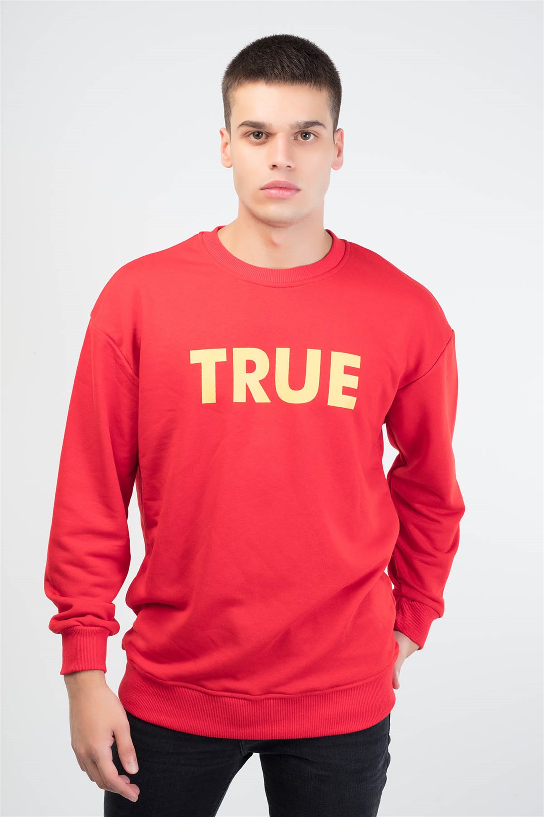 Trendiz True Couple Erkek Yuvarlak Yaka Sweatshirt Kırmızı 121108