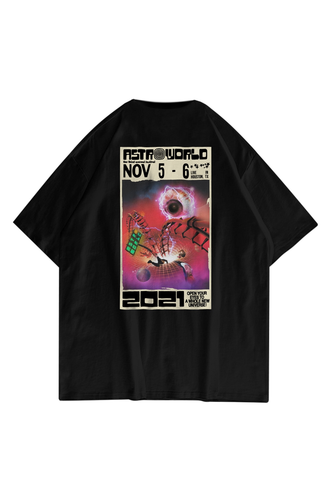 Trendiz Unisex Astroworld 2021 Siyah Tshirt