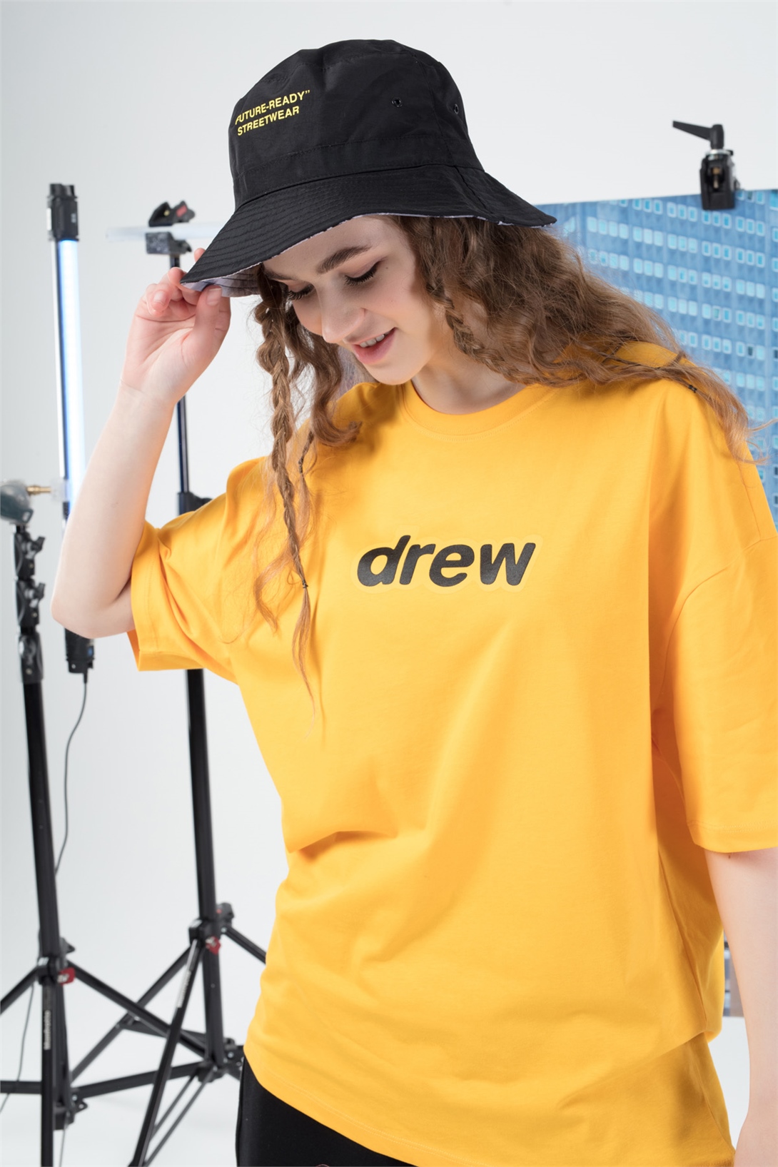 Trendiz Unisex Drew yazı Tshirt Sarı