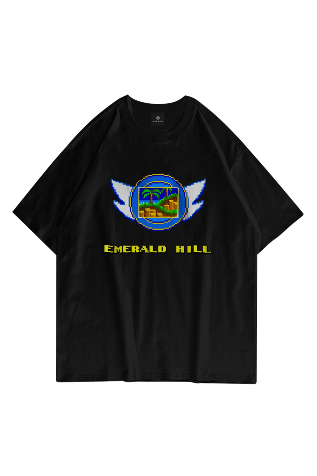 Trendiz Unisex Emerald Hill Badge Sonic  Siyah Tshirt