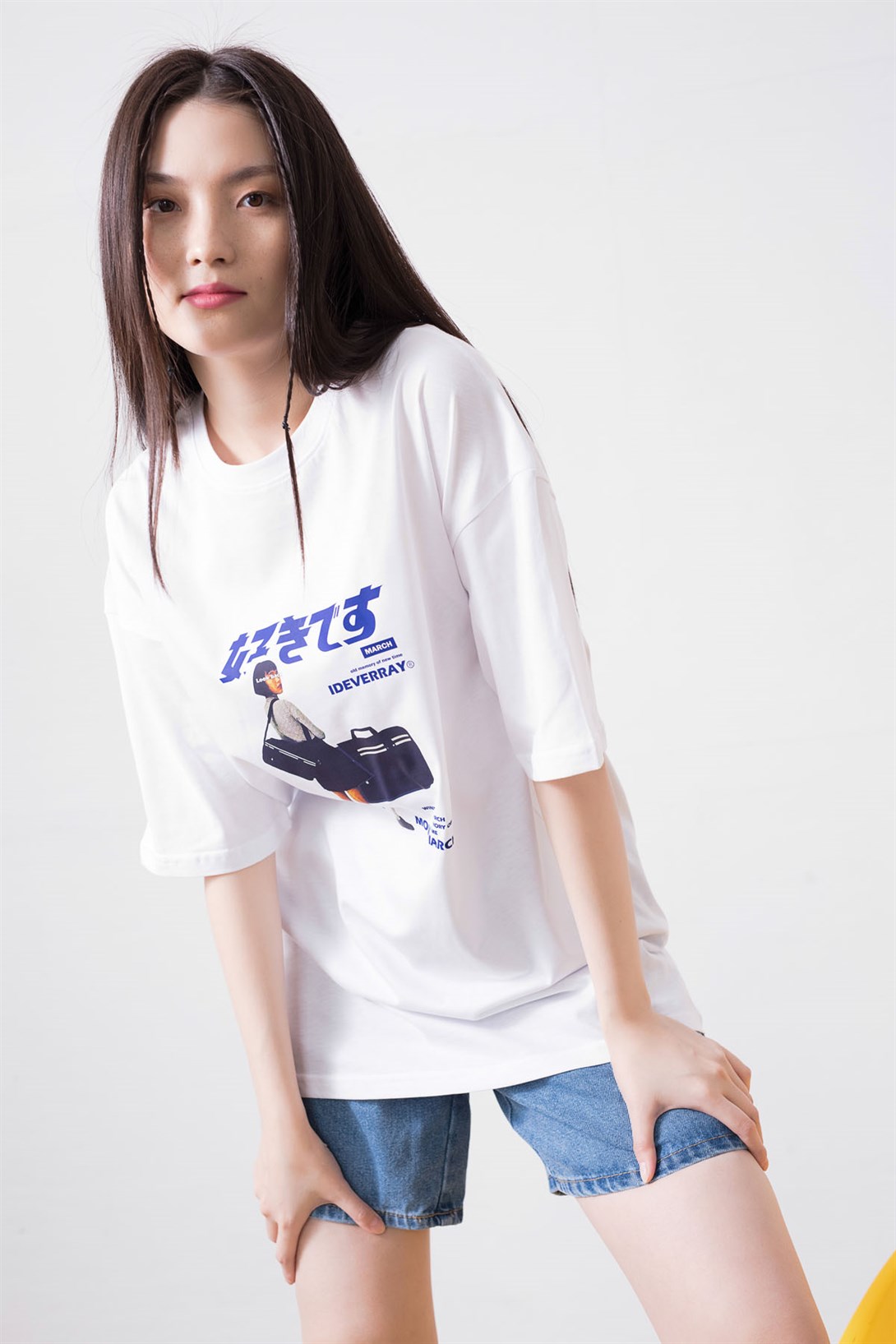 Trendiz Unisex Harajuku Girl Beyaz Tshirt