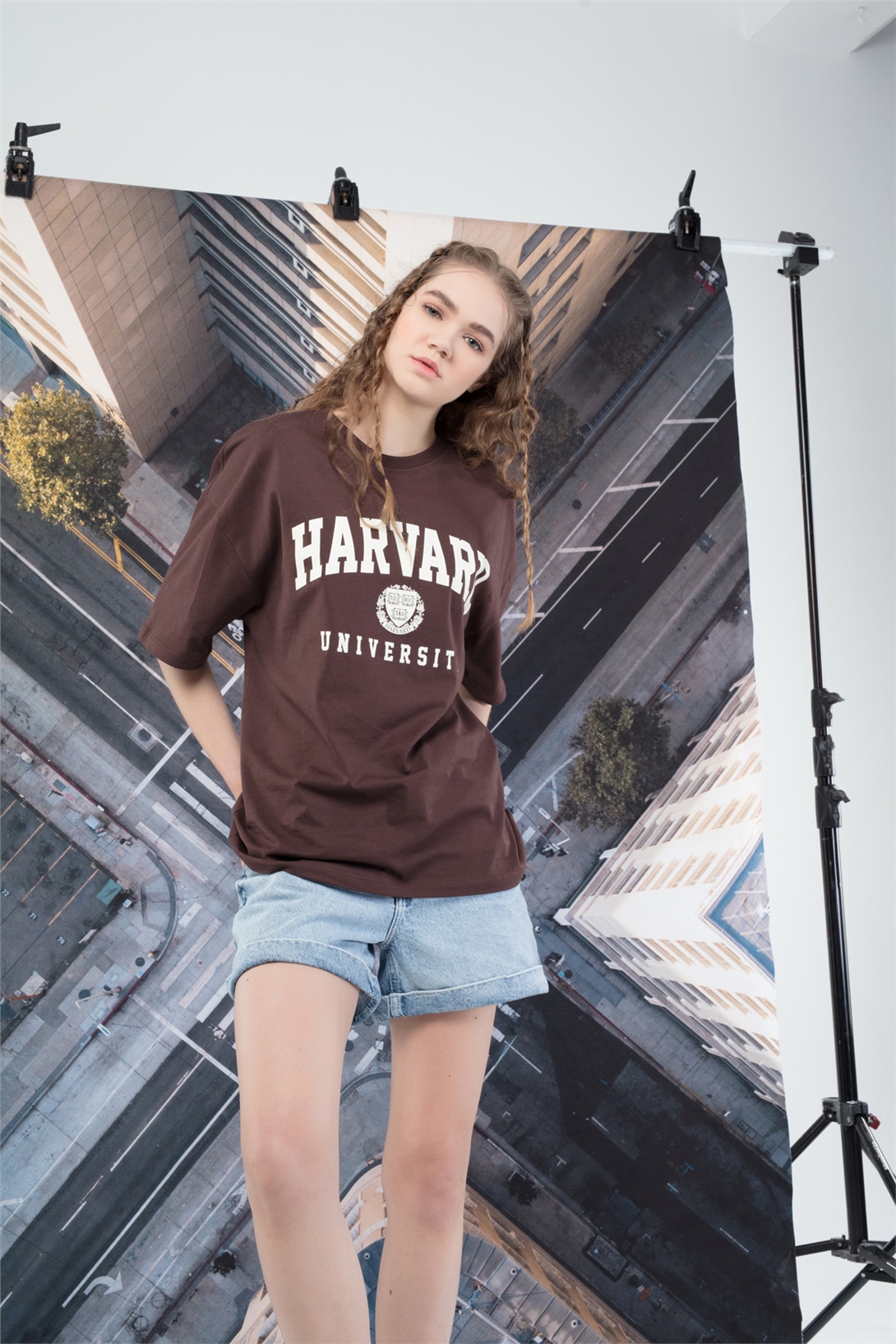 Trendiz Unisex Harvard Tshirt Kahverengi