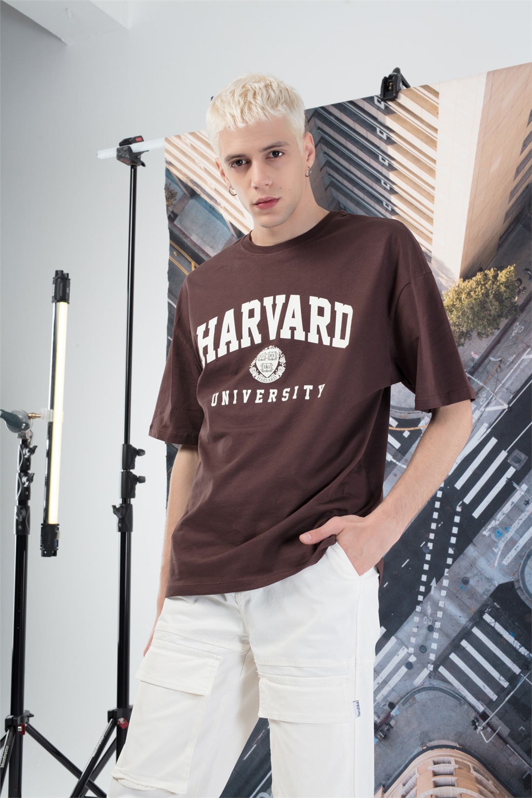 Trendiz Unisex Harvard Tshirt Kahverengi
