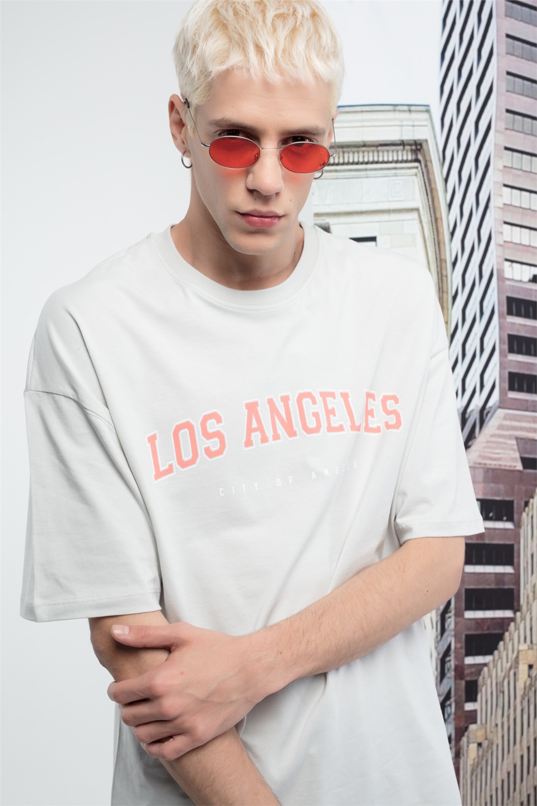Trendiz Erkek Los Angeles Tshirt Taş Rengi