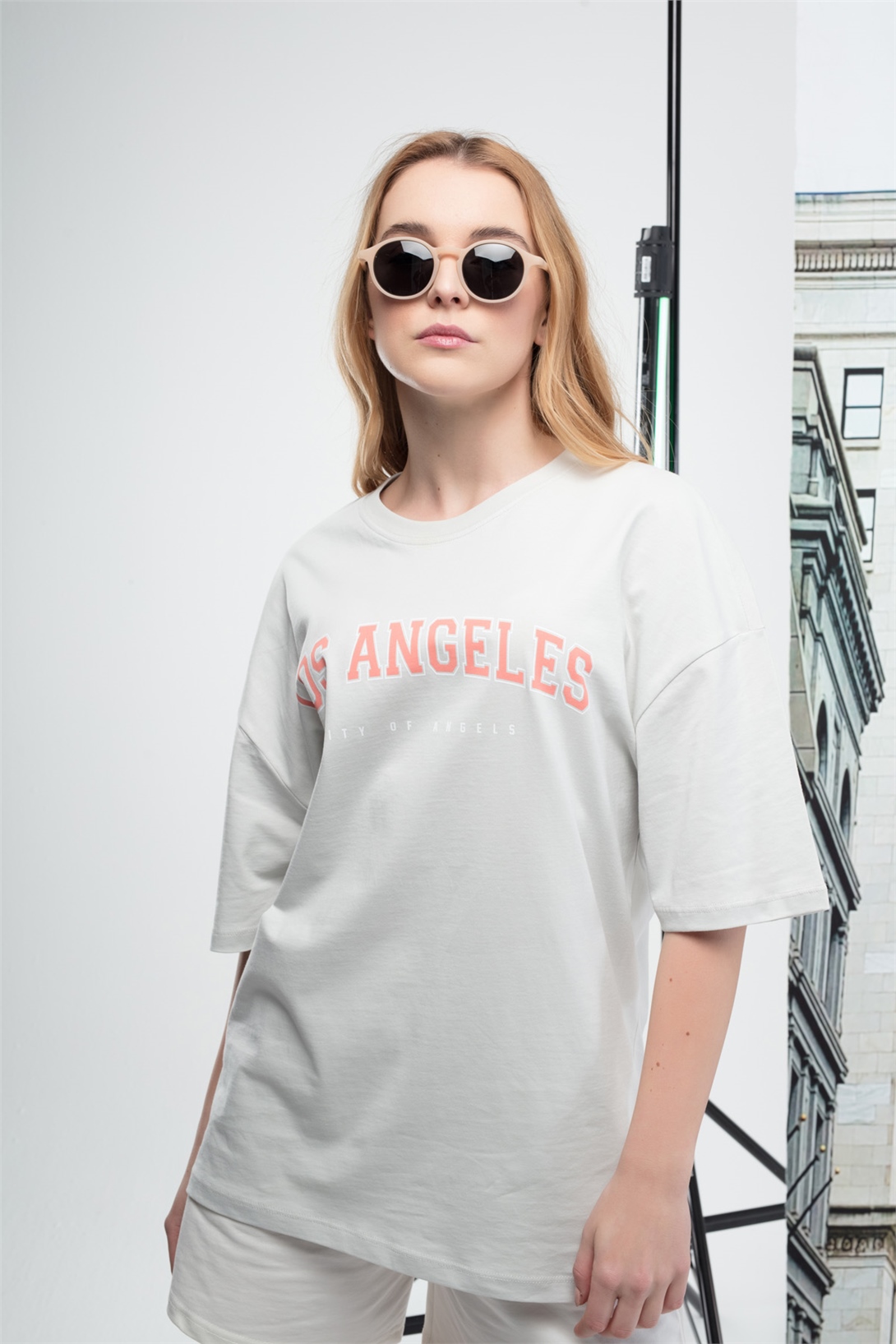 Trendiz Kadın Los Angeles Tshirt Taş