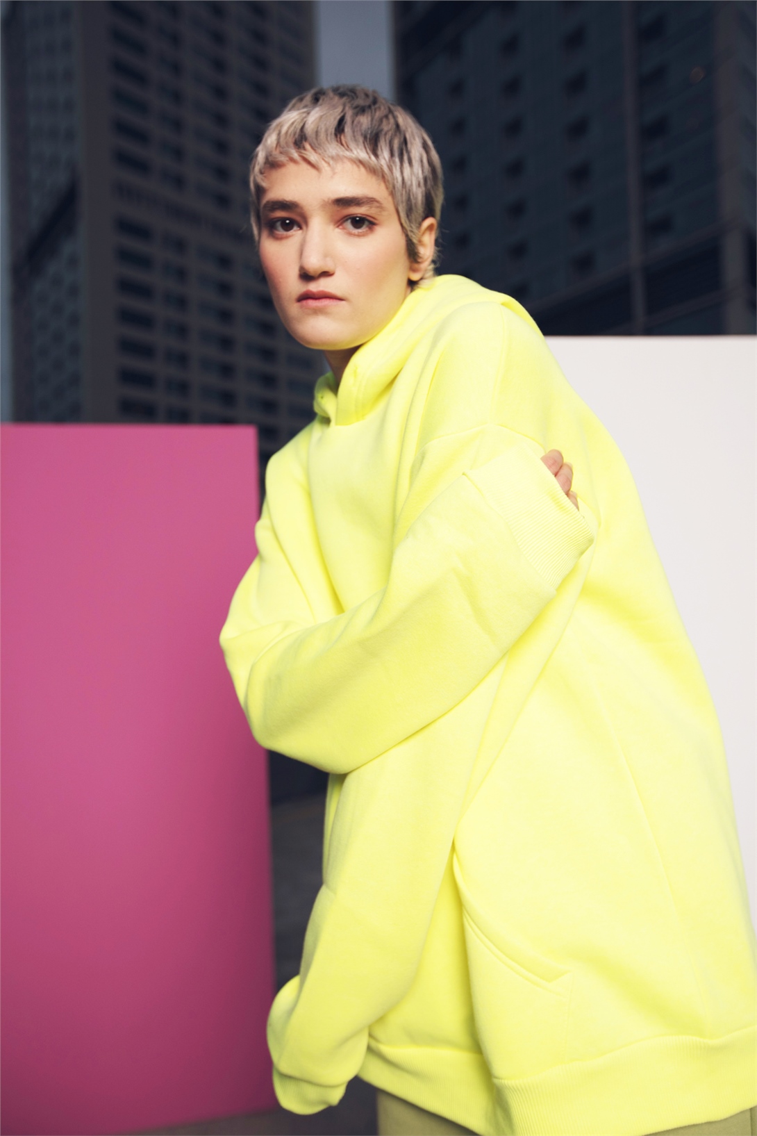 Trendiz Unisex Oversize Basic Sweatshirt Neon Sarı
