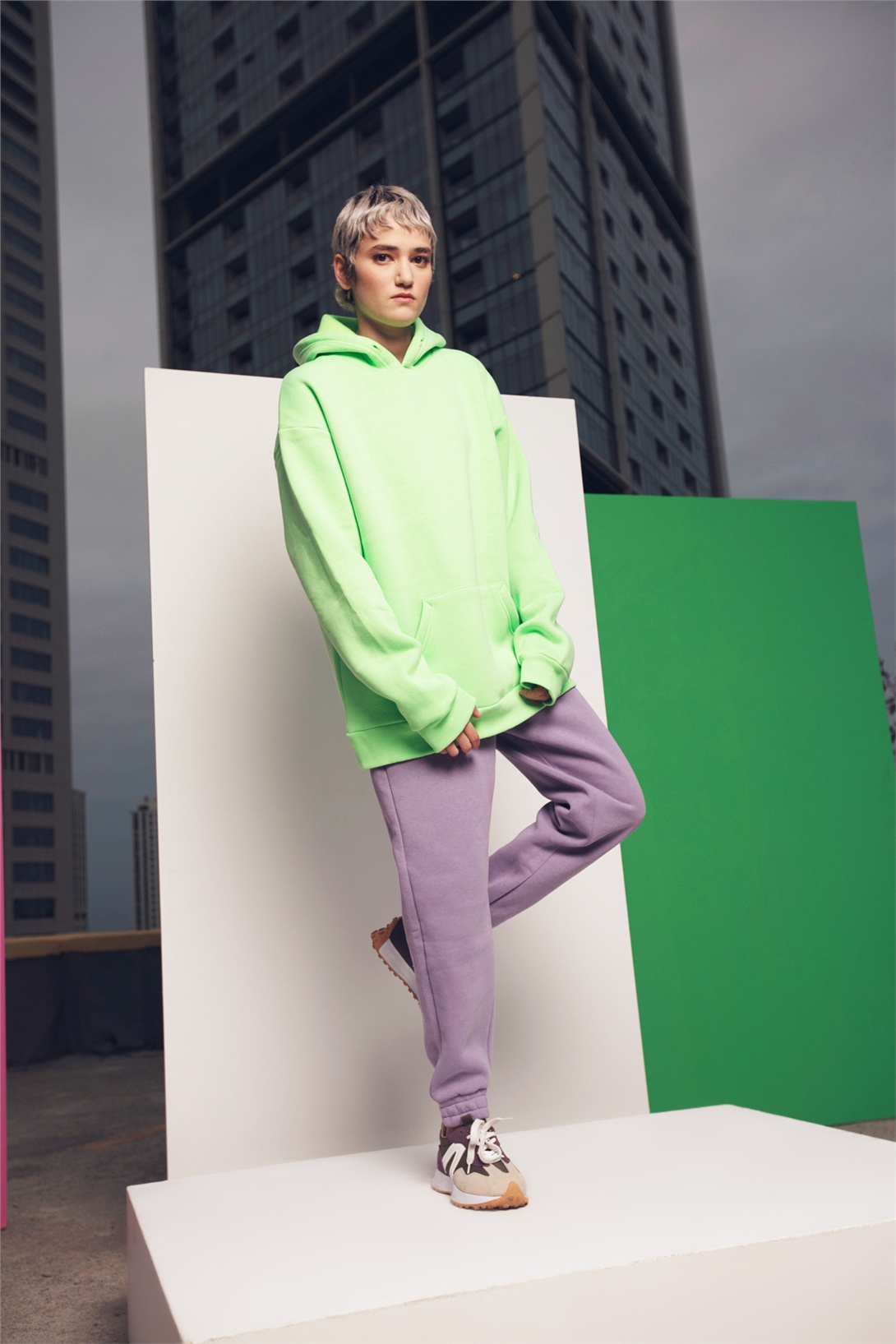 Trendiz Unisex Oversize Basic Sweatshirt Neon Yeşil