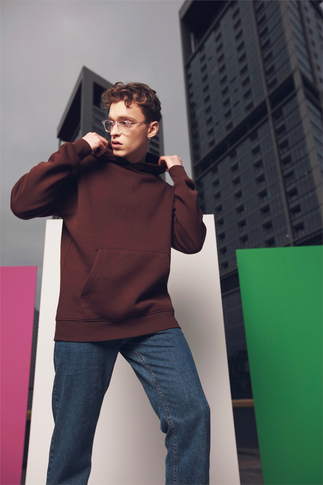 Trendiz Unisex Oversize Basic Sweatshirt Kahverengi