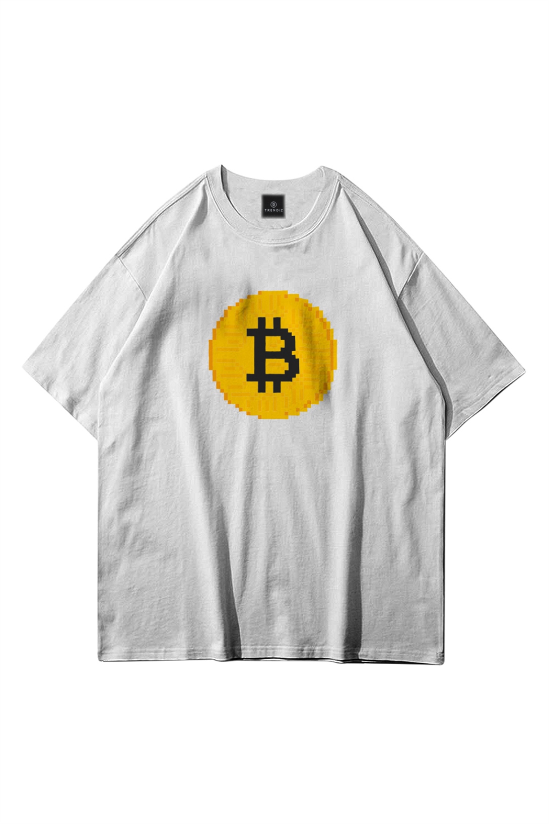 Trendiz Unisex Pixel Bitcoin Beyaz Tshirt