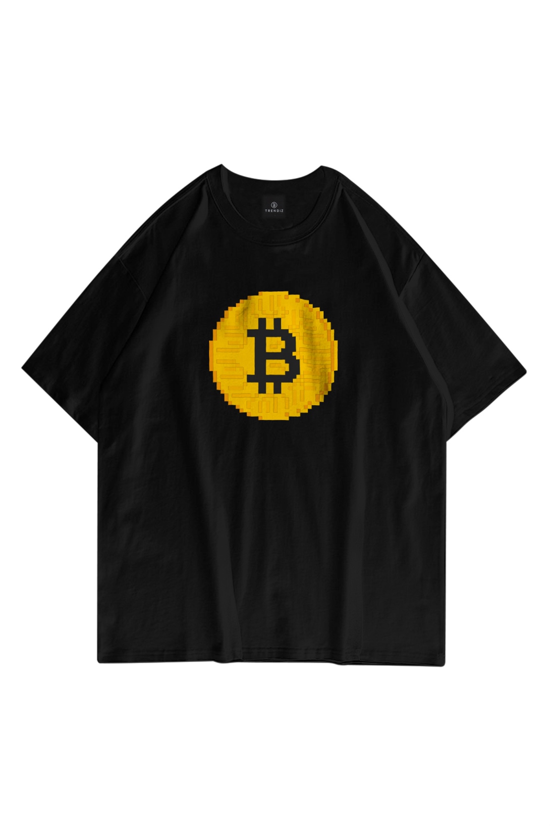 Trendiz Unisex Pixel Bitcoin Siyah Tshirt