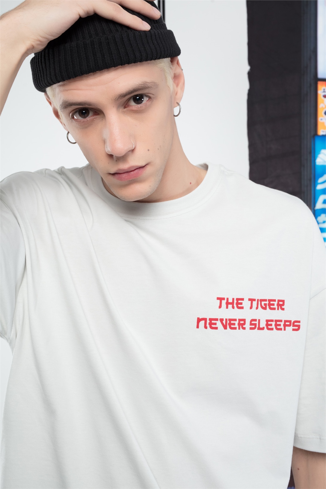 Trendiz Unisex Tiger Tshirt Beyaz
