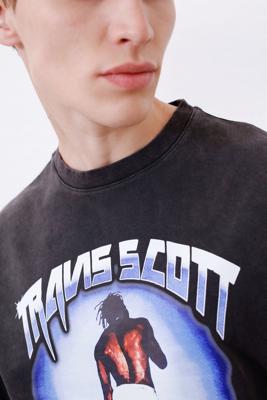 Trendiz Unisex Travis Scott 101 Yıkamalı Antrasit Tshirt