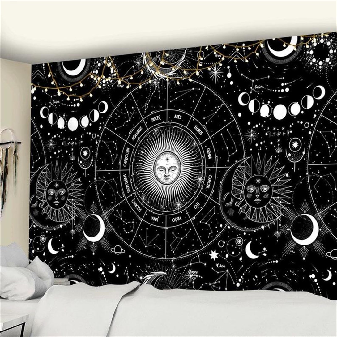 Trendiz Astrology Siyah Duvar Halısı 150x100 W20021