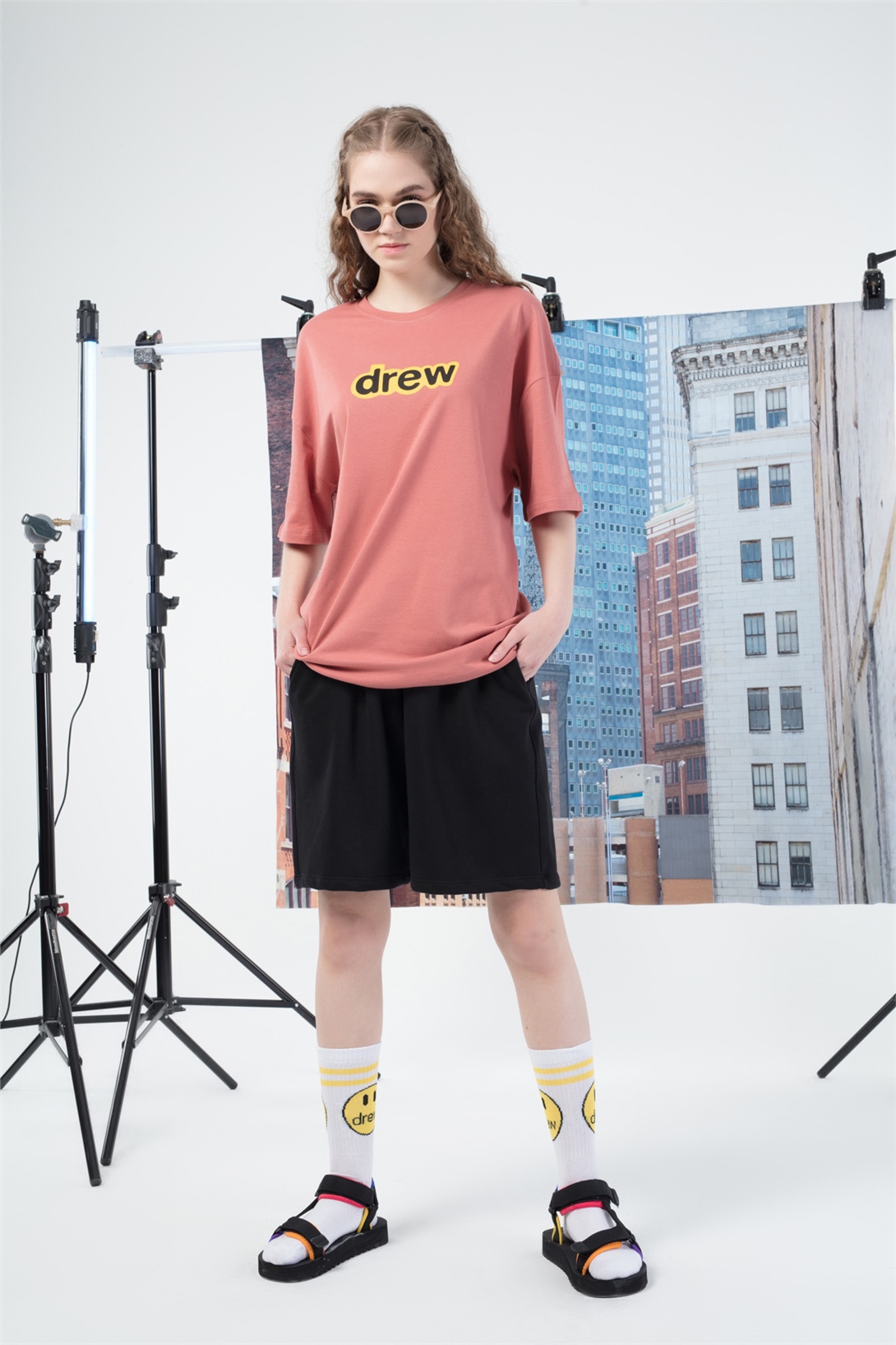 Trendiz Oversize Drew Unisex Özel Seri Tshirt Somon