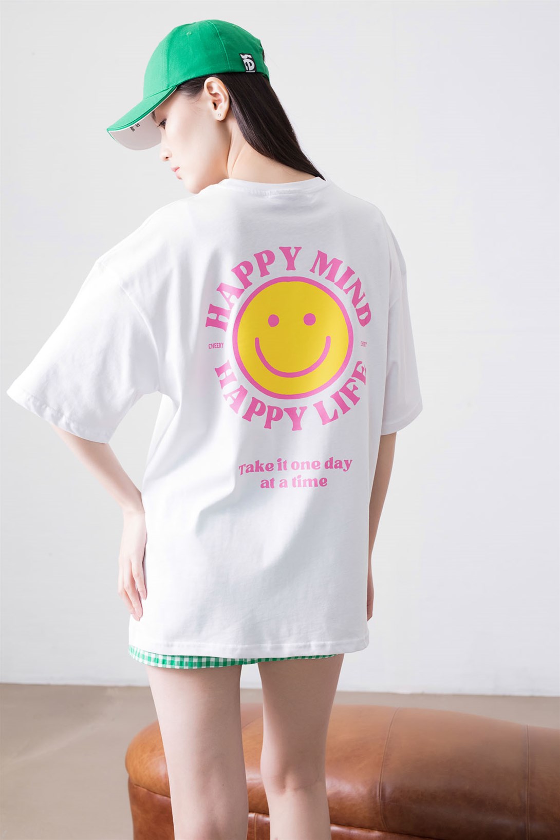 Trendiz Unisex Happy Life Beyaz Tshirt