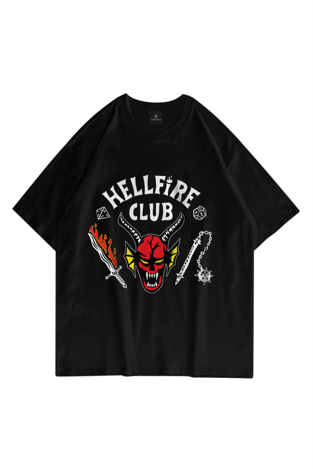 Trendiz Unisex Hell Fire Club Tshirt Siyah