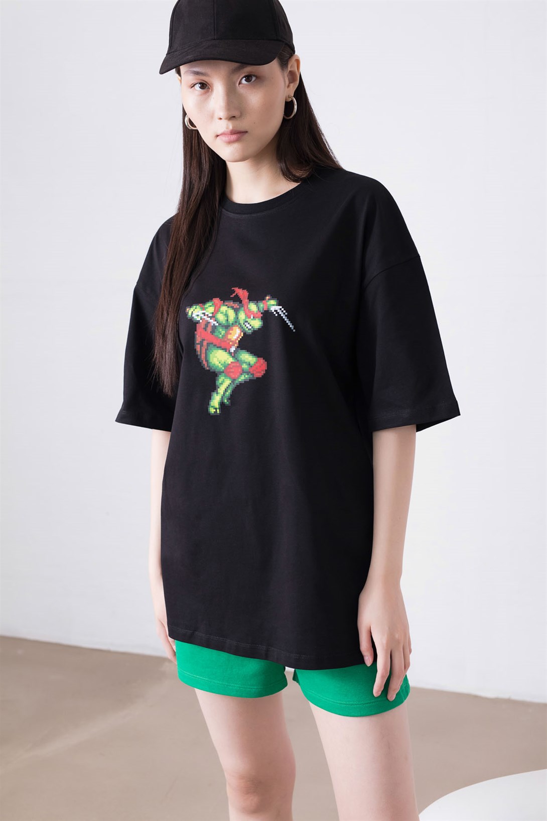 Trendiz Unisex Raphael Ninja Turtles Siyah Tshirt