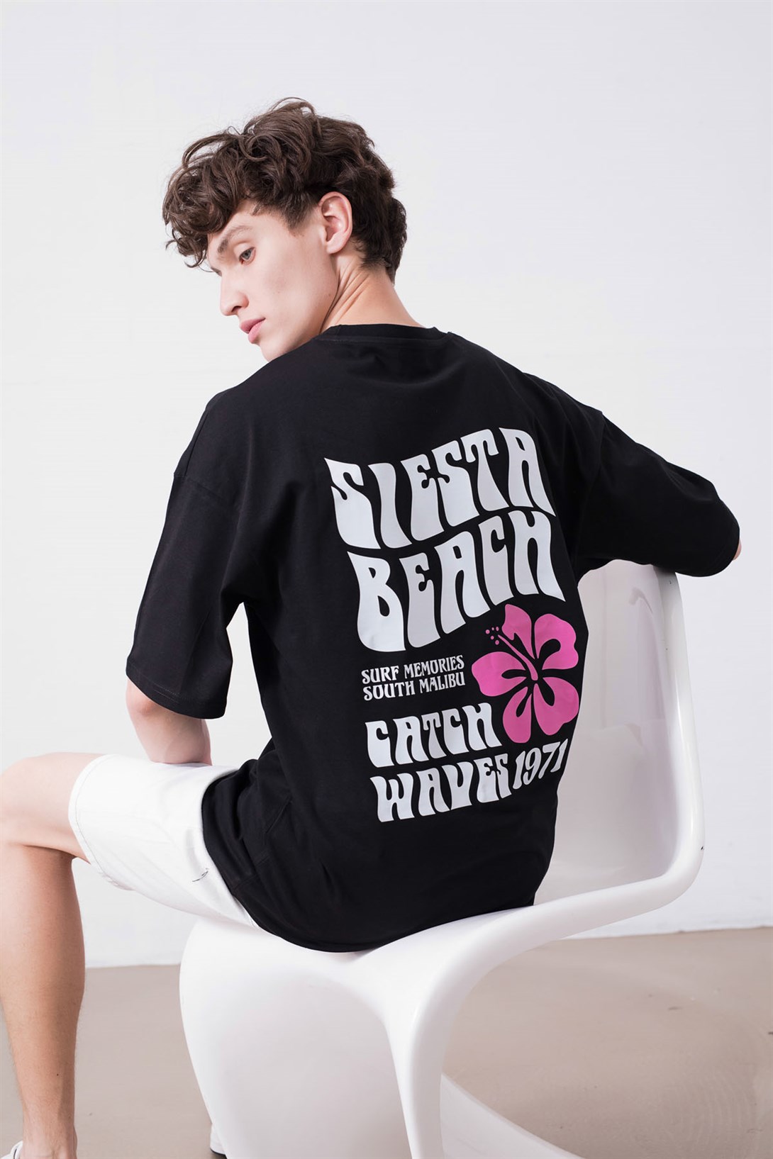 Trendiz Unisex Siesta Beach Siyah Tshirt