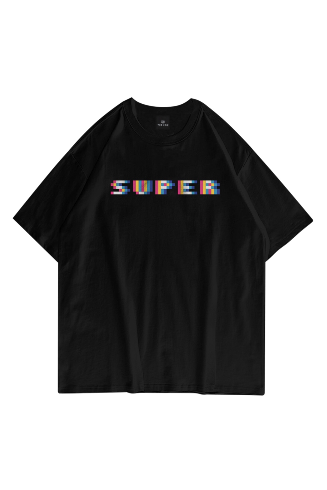 Trendiz Unisex Super Pixel Siyah Tshirt